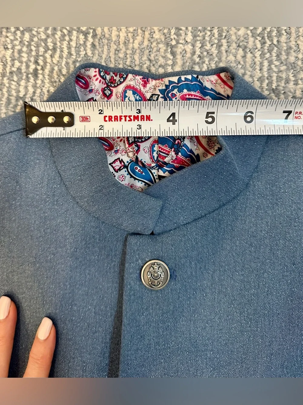 Rivesse Indian Suit Jacket Cornflower Blue Paisley Lining 32-34R Wedding Ethnic